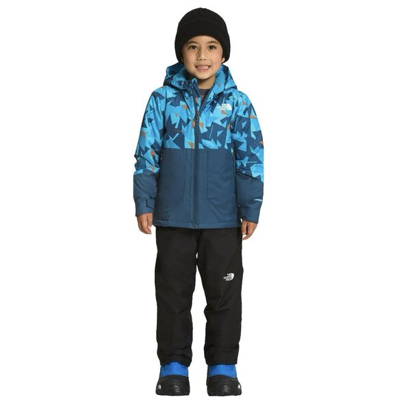 The North Face Kids Freedom Insulated Jacket Acoustic Blue Triangle Camo 4T EUC - Picture 1 of 4